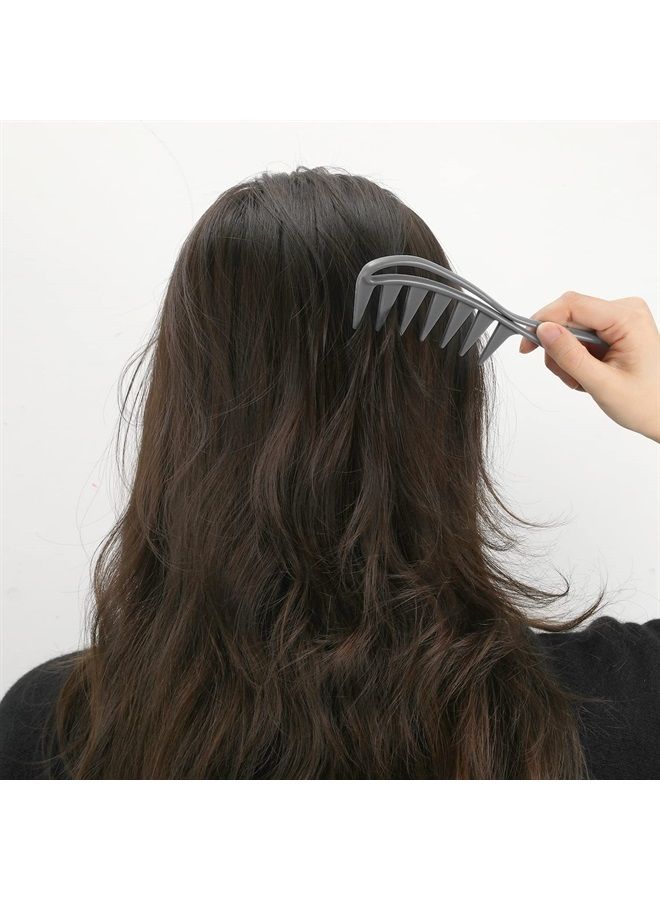 SAVITA 2 قطع مشط واسع الأسنان، أمشاط كبيرة ذات نسيج مشط واسع لتمويج الشعر بأنياب سمكة القرش لأدوات تصفيف الشعر للشعر المجعد والرطب والمجعد والسميك والباربر وصالون التجميل، للنساء والرجال (أسود) - Image 5