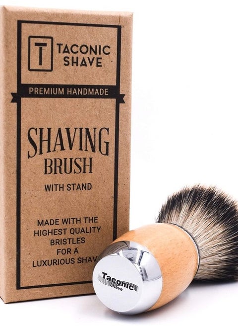 's Extra Dense 100% 3-Band Silvertip Badger Luxury Shaving Brush –Deluxe Beechwood and Chrome Handle - Shaving Stand Included