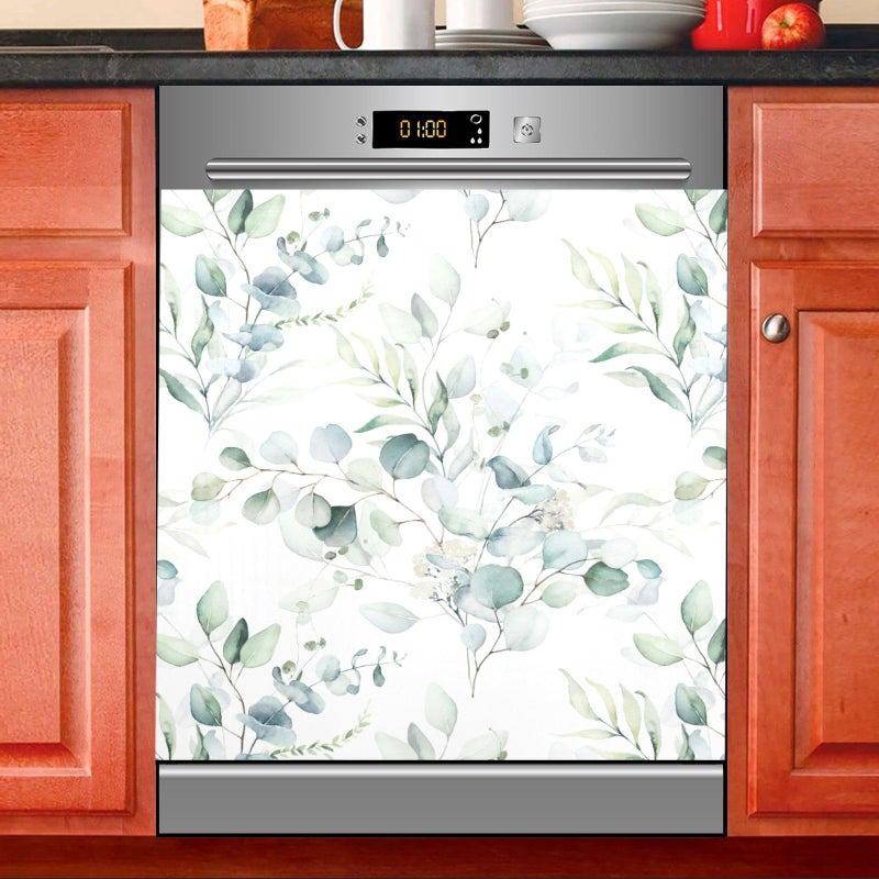 BOENLE Green Sage Eucalyptus Leaves Dishwasher Magnet Cover Sticker Magnetic Refrigerator Panel Front Door Fridge Microwave Decal Decorative - Image 2