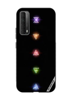 Protective Case Cover For Huawei Y7a Neon Lights Diamond Shapes Design Multicolour