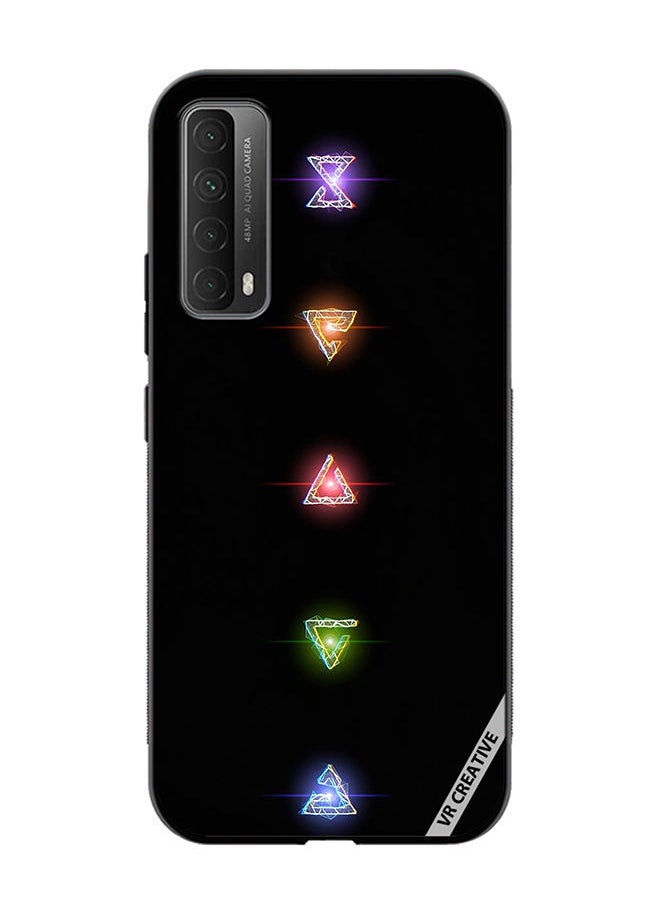 VR CREATIVE - Protective Case Cover For Huawei Y7a Neon Lights Diamond Shapes Design Multicolour - Image 1