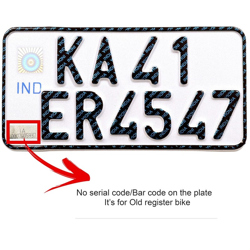 INNOVQARAJ Embossed Aluminium Ind Number Plate for Bike| Fancy | No Bar or Serial Code| for Old Bike Only (White) - Image 2