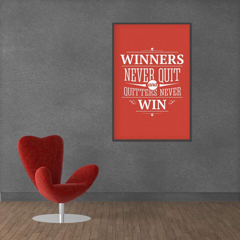 Inephos Winners Never Quit Inspirational Poster Print (Size: 8 inch X 12 inch, Framed, Laminated Print) - Image 4