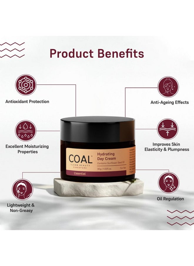 COAL CLEAN BEAUTY - Hydrating Day Cream With Hyaluronic Acid & Cocoa-Shea Butter | Moisturizes & Hydrates Skin | Women | All Skin Types | 30G - Image 1