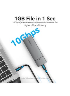 VENTION VENTION M.2 NVMe SSD Enclosure (USB 3.1 Gen 2-C) Gray Aluminum Alloy Type Model # KPGH0  - Image 3