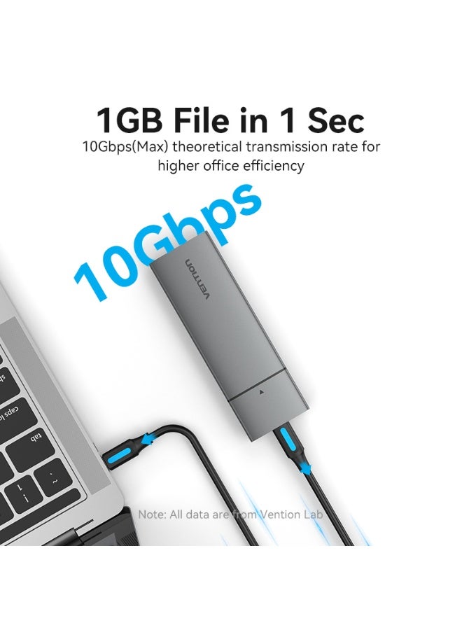 VENTION M.2 NVMe SSD Enclosure (USB 3.1 Gen 2-C) Gray Aluminum Alloy Type Model # KPGH0 - Image 3