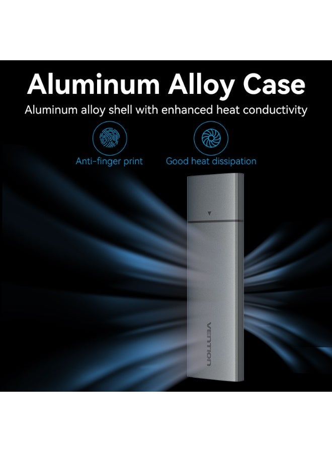 VENTION M.2 NVMe SSD Enclosure (USB 3.1 Gen 2-C) Gray Aluminum Alloy Type Model # KPGH0 - Image 4