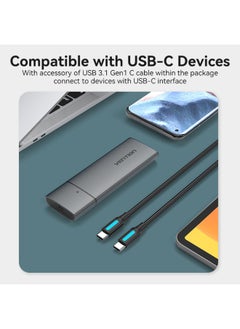 VENTION VENTION M.2 NVMe SSD Enclosure (USB 3.1 Gen 2-C) Gray Aluminum Alloy Type Model # KPGH0  - Image 5