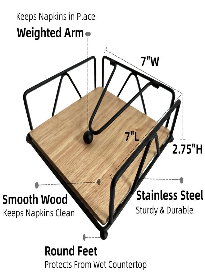 GWEOBZ Napkin Holder for Table, Square Metal Napkin Holder with Weight Arm for Kitchen Countertop (Black) - Image 2