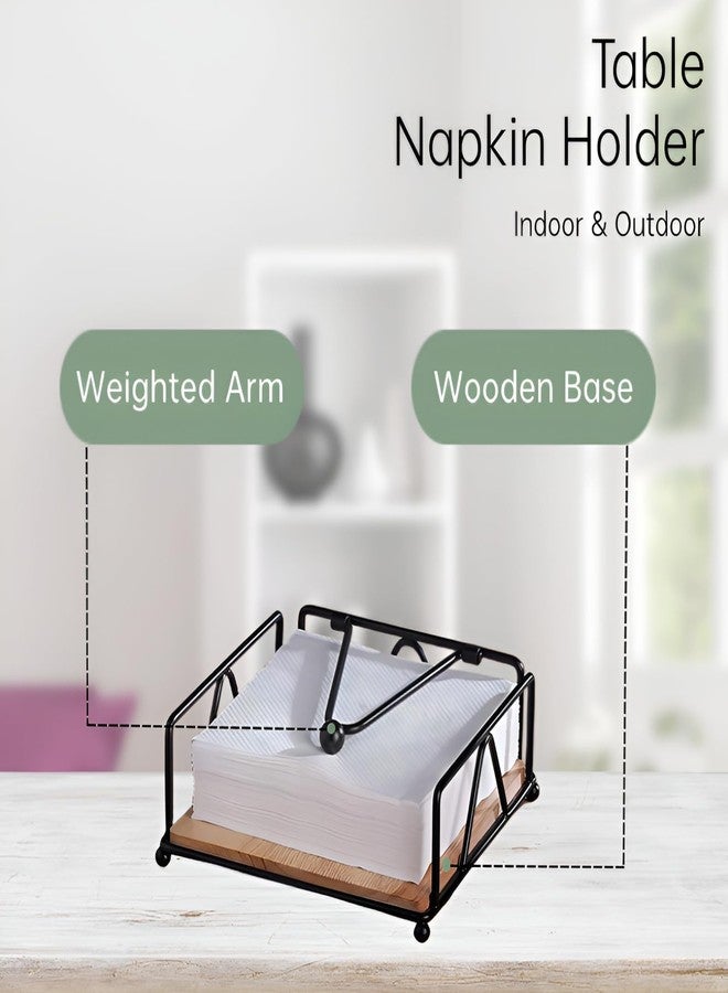 GWEOBZ Napkin Holder for Table, Square Metal Napkin Holder with Weight Arm for Kitchen Countertop (Black) - Image 3