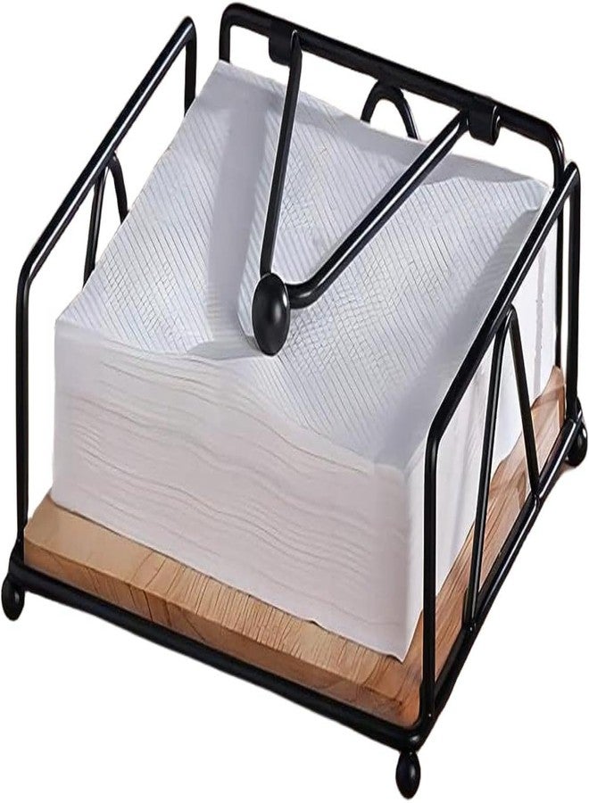 GWEOBZ Napkin Holder for Table, Square Metal Napkin Holder with Weight Arm for Kitchen Countertop (Black) - Image 1