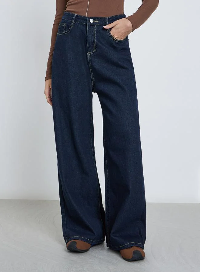 Styli Styli High Rise Wide Leg Jeans