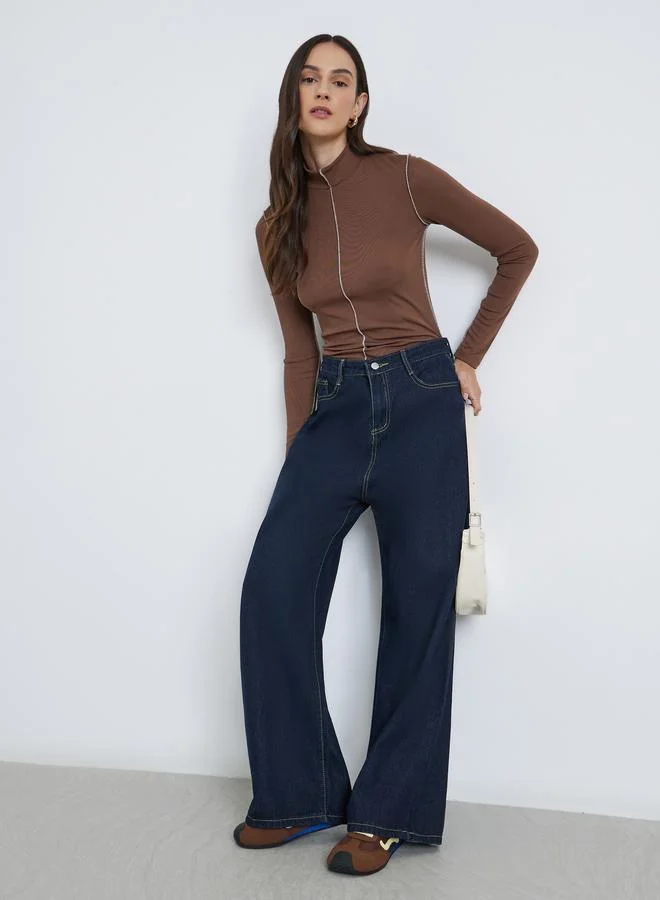 Styli Styli High Rise Wide Leg Jeans