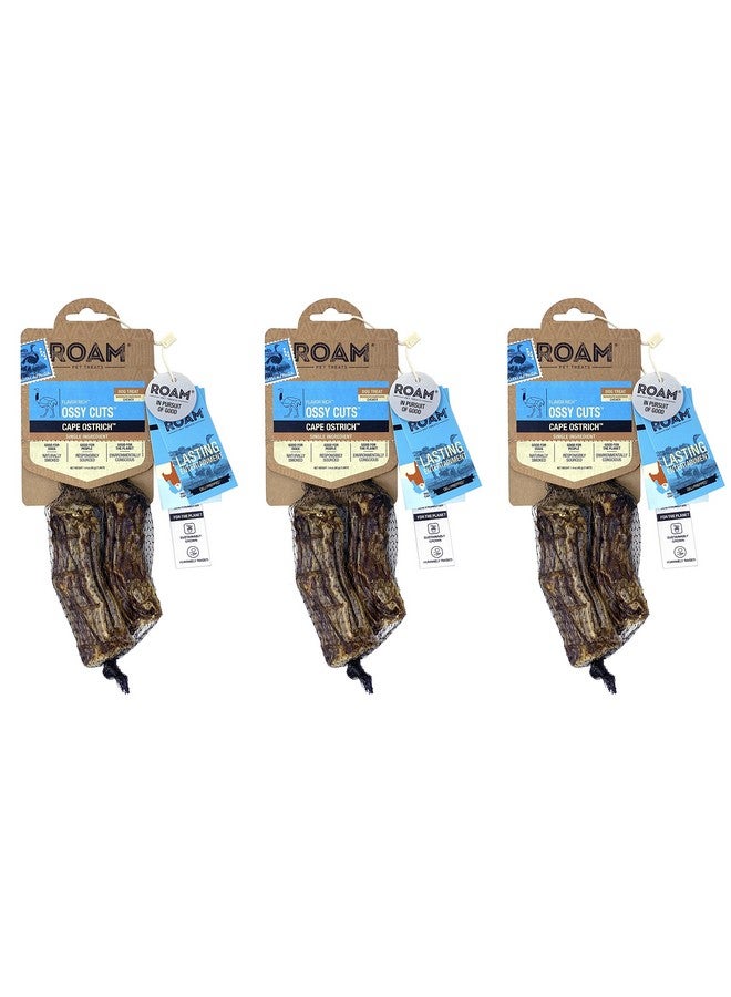 ROAM Pet Treats Ossy Cuts - Ostrich Neck Dog Chew for Small to Medium Dogs, 1.4 Ounce Pack of 3 - Contains 6 Chews Total - Image 1