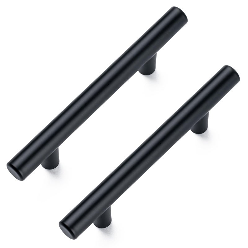 Aegero 4 Pack Cabinet Pulls Matte Black Stainless Cabinet Handles, for Kitchen and Bathroom Cabinets, 5 Inch Length, 3 Inch Hole Center - Image 1