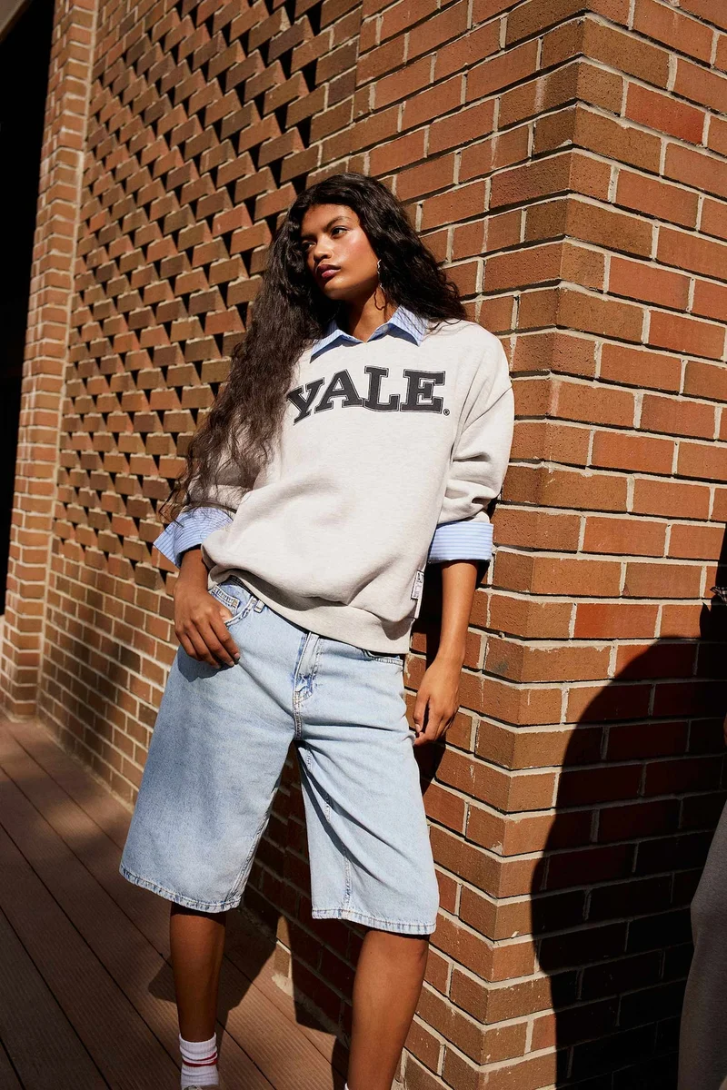 ديفاكتو High Waist Denim Bermuda Shorts