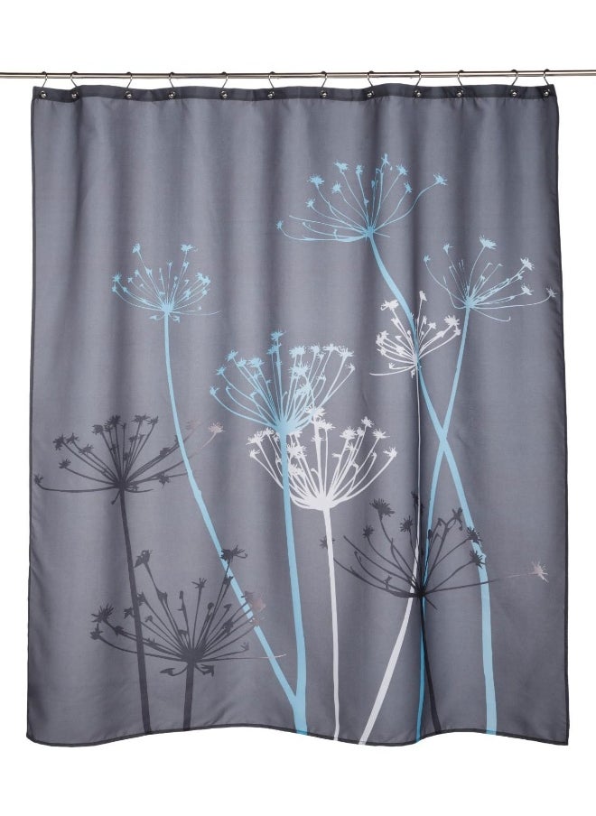 InterDesign - iDesign Thistle Floral Fabric Bathroom Shower Curtain - 72" x 72", Gray/Blue - Image 1