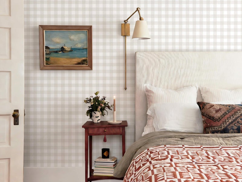 Fiula Plaid Wallpaper Neutral Wallpaper 78.7"Ã—17.3" Checkered Wall Paper Peel and Stick Modern Beige Contact Paper for Cabinets Vinyl Renter Friendly Waterproof Self-Adhesive Bathroom Kitchen Bedroom - Image 5