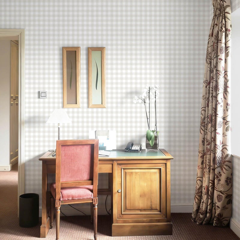 Fiula Plaid Wallpaper Neutral Wallpaper 78.7"Ã—17.3" Checkered Wall Paper Peel and Stick Modern Beige Contact Paper for Cabinets Vinyl Renter Friendly Waterproof Self-Adhesive Bathroom Kitchen Bedroom - Image 4