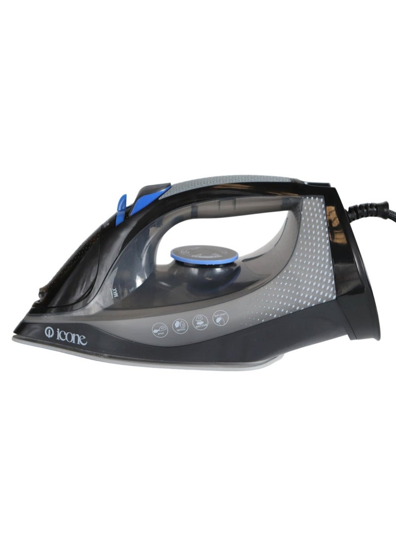 iCone Steam Iron 2400W - 300ml Water Tank - Powerful Continuous Steam - 220-240V - 50/60Hz - Multiple Functions - Ironing, Steaming, Spraying and Drying - Temperature Control - Overheat Protection - Black - SW-628 - Image 1