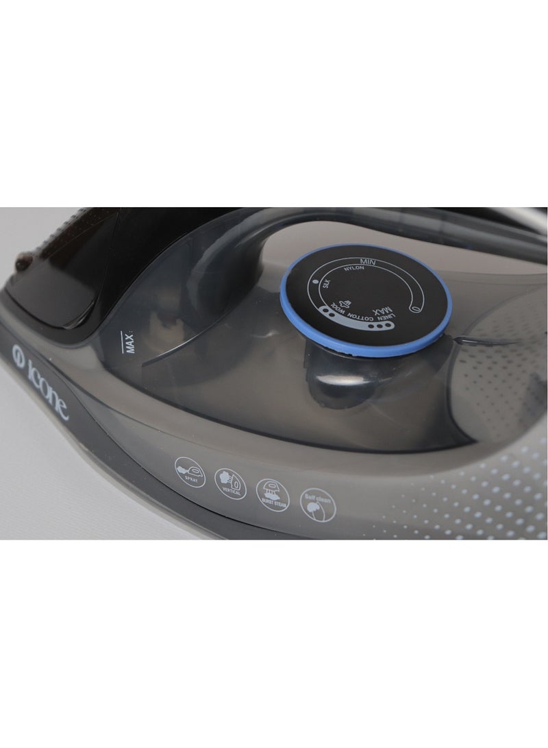iCone Steam Iron 2400W - 300ml Water Tank - Powerful Continuous Steam - 220-240V - 50/60Hz - Multiple Functions - Ironing, Steaming, Spraying and Drying - Temperature Control - Overheat Protection - Black - SW-628 - Image 3