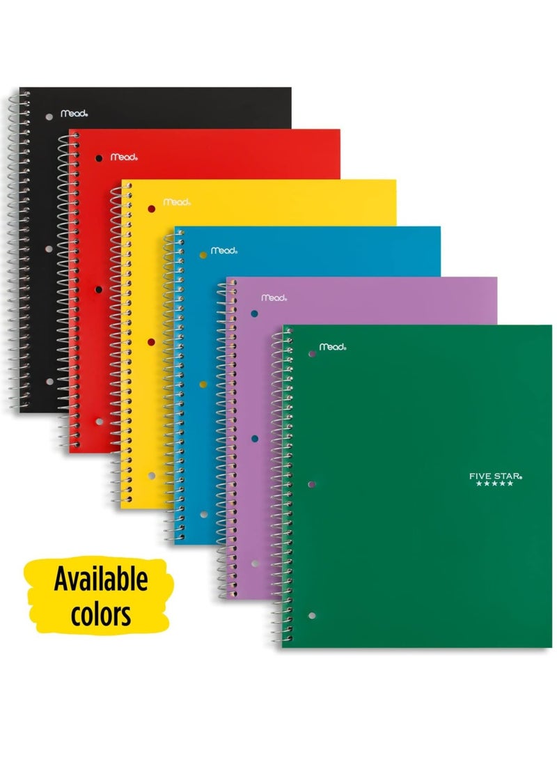 Five Star Spiral Notebook, 1 Subject, Wide Ruled Paper, 10-1/2" x 8", 100 Sheets, Assorted Colors, Color Will Vary, Office Product , 1 Count (05200) - Image 1