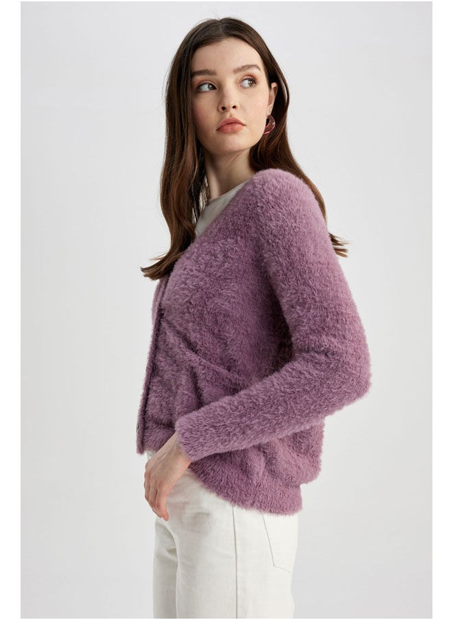 DeFacto - Woman Oversize Fit V Neck Long Sleeve Tricot Cardigan - Image 1