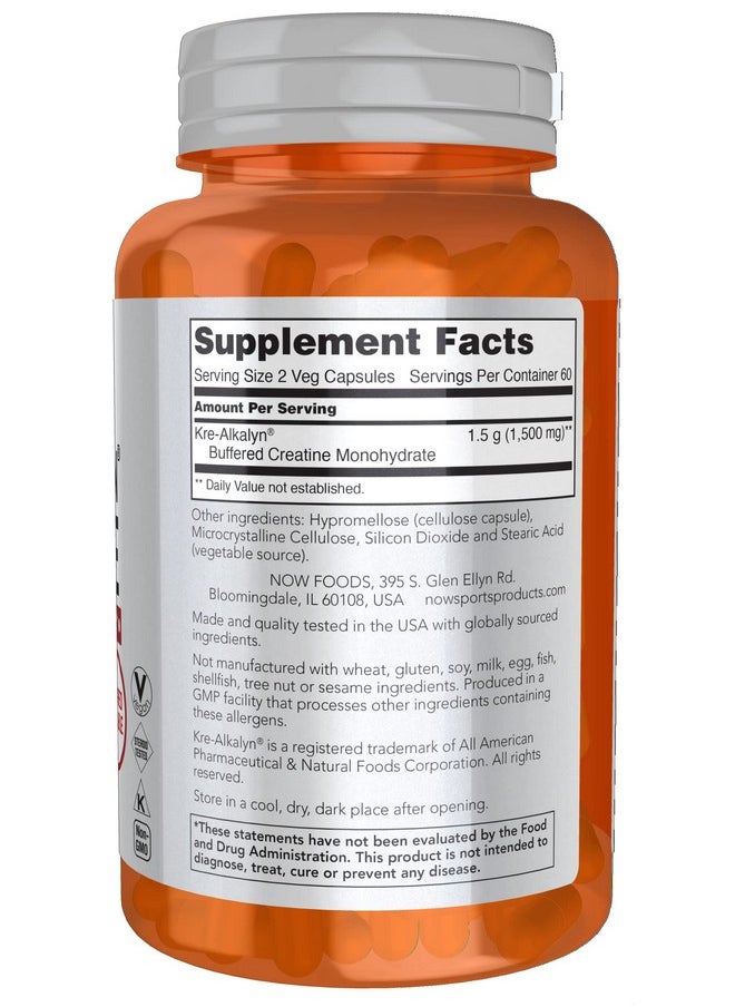 now Sports Nutrition Krealkalyn Creatine 750 Mg Mass Building*/Energy Production* 120 Veg Capsules  - Image 3