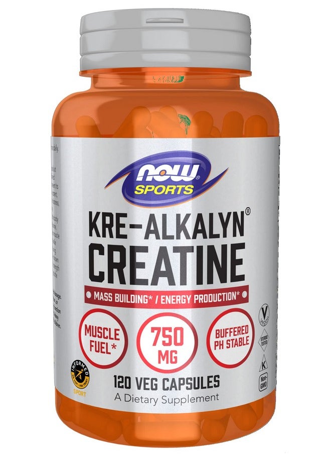 now Sports Nutrition Krealkalyn Creatine 750 Mg Mass Building*/Energy Production* 120 Veg Capsules  - Image 2