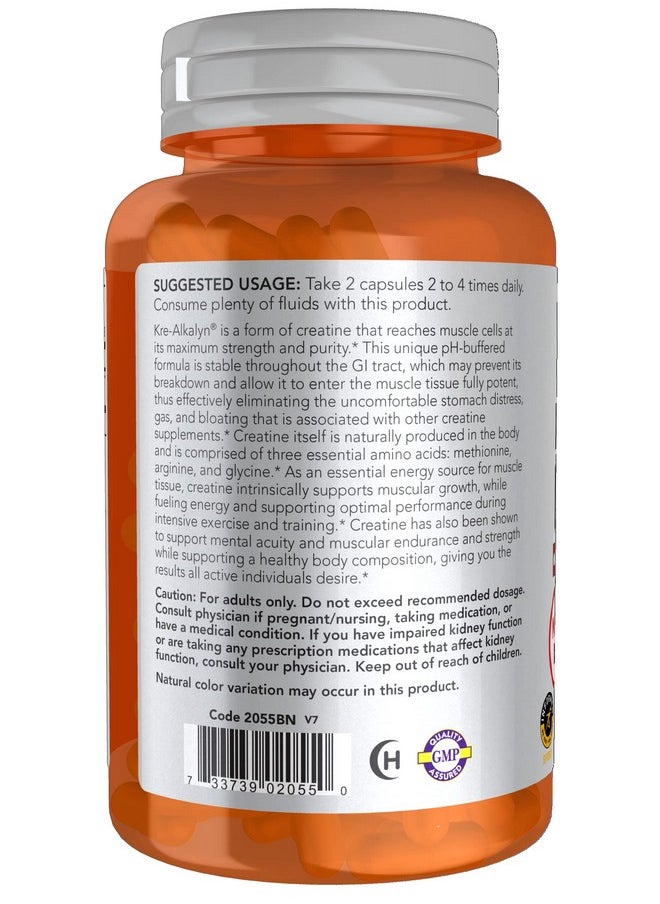 now Sports Nutrition Krealkalyn Creatine 750 Mg Mass Building*/Energy Production* 120 Veg Capsules  - Image 4