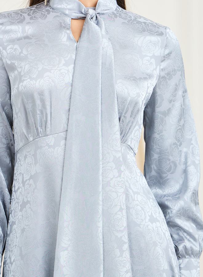 Styli Satin Tie-Neck Dress  - Image 3