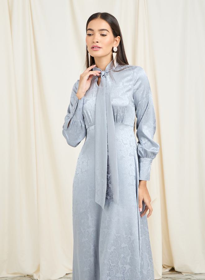 Styli Satin Tie-Neck Dress  - Image 2