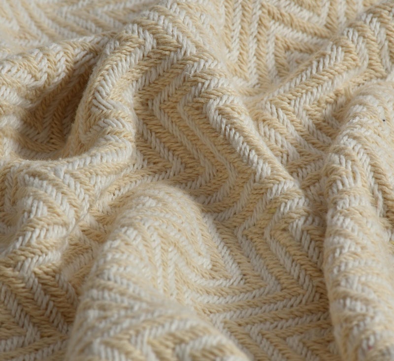 SASHAA WORLD Chevron Cotton Sofa Throw with Tassels | Soft & Durable Blanket | Throw for Chair, Living Room, Badroom, Sofa | Beige & Natural -130x160 cm - Image 5