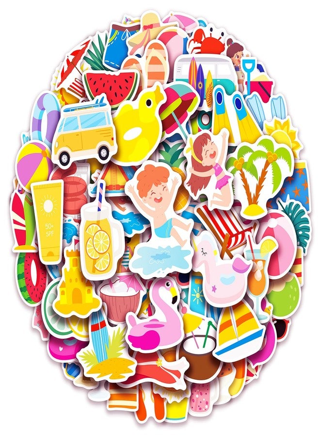 Cleverplay 100 Pack Pool Beach Stickers, Summer Party Favors, Birthday Decorations - Image 1