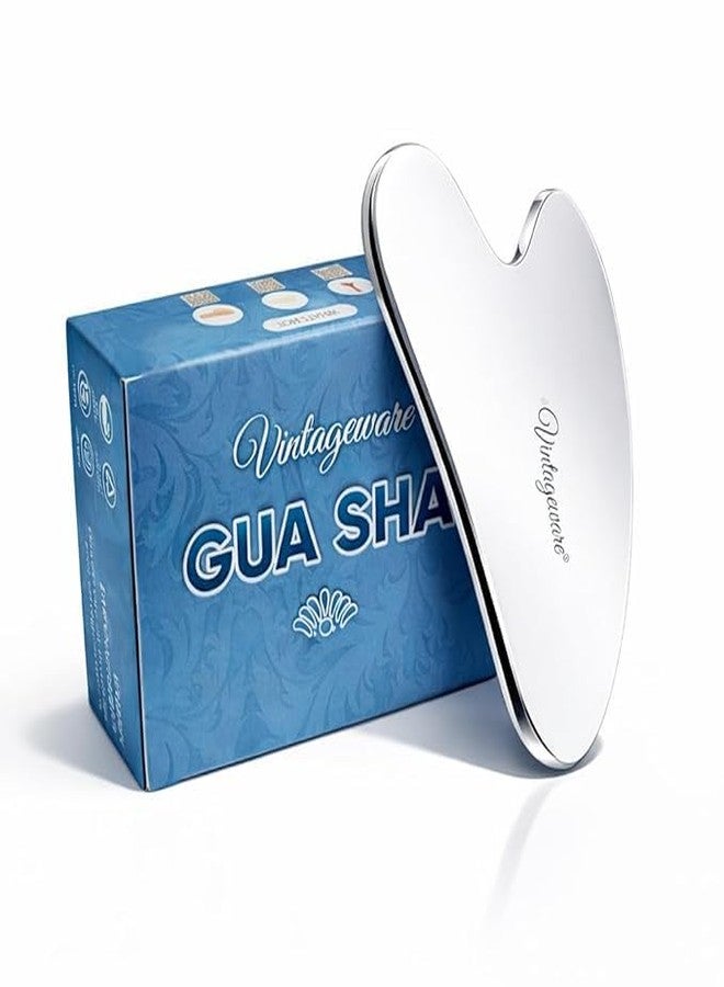 Vintageware® Stainless Steel Gua Sha Tool for Face Massage | Tightening, Lifting & Lymphatic Drainage | Reduces Puffiness | 304 Medical Grade Metal for Eyes, Neck & Body (Heart Shape) - Image 1