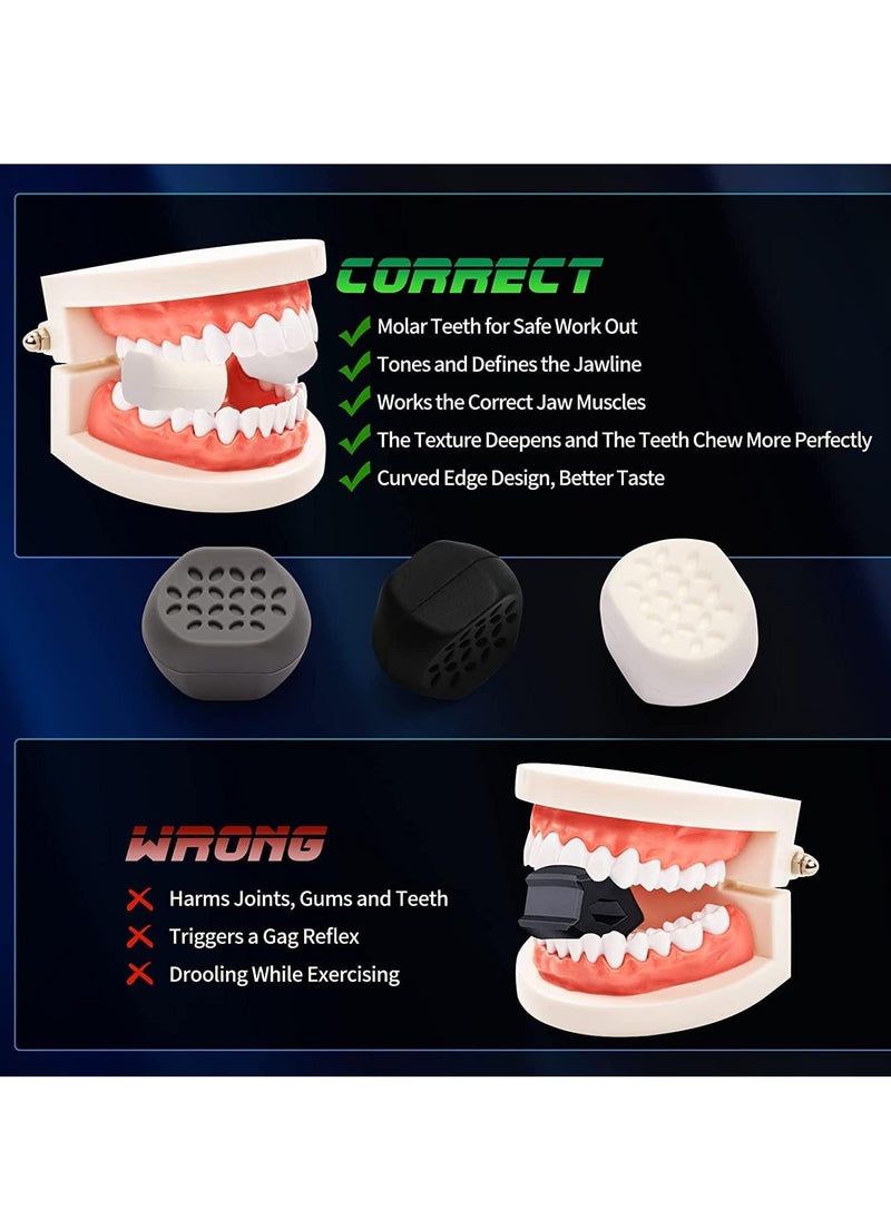 Jawline Exerciser for Men Women 3 Resistance Levels Silicone Jaw Exerciser Tablets Powerful Jaw Trainer for Beginner, Intermediate Advanced Users 6 pcs
