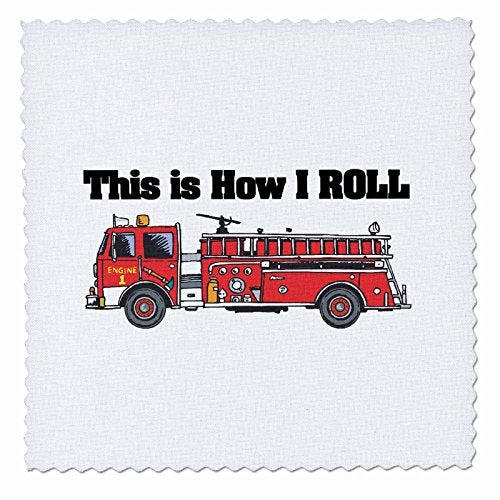 3dRose This is How I Roll Fire Truck Firemen Design Quilt Square 14 by 14Inch qs_102607_5 - Image 1