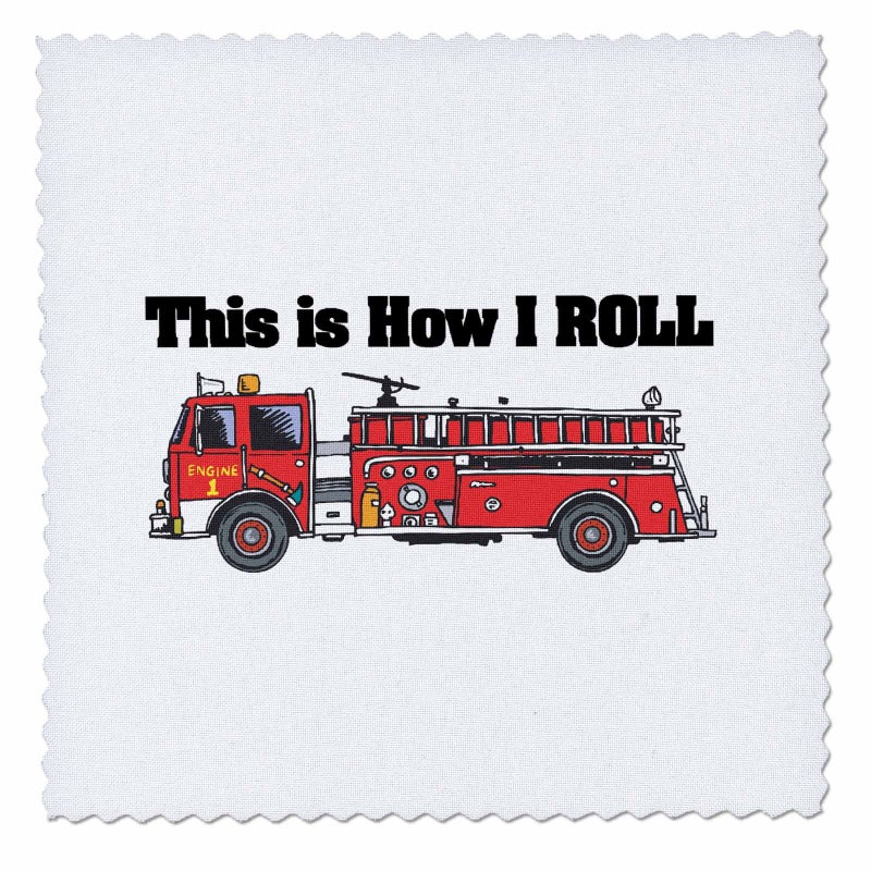 3dRose This is How I Roll Fire Truck Firemen Design Quilt Square 14 by 14Inch qs_102607_5 - Image 2