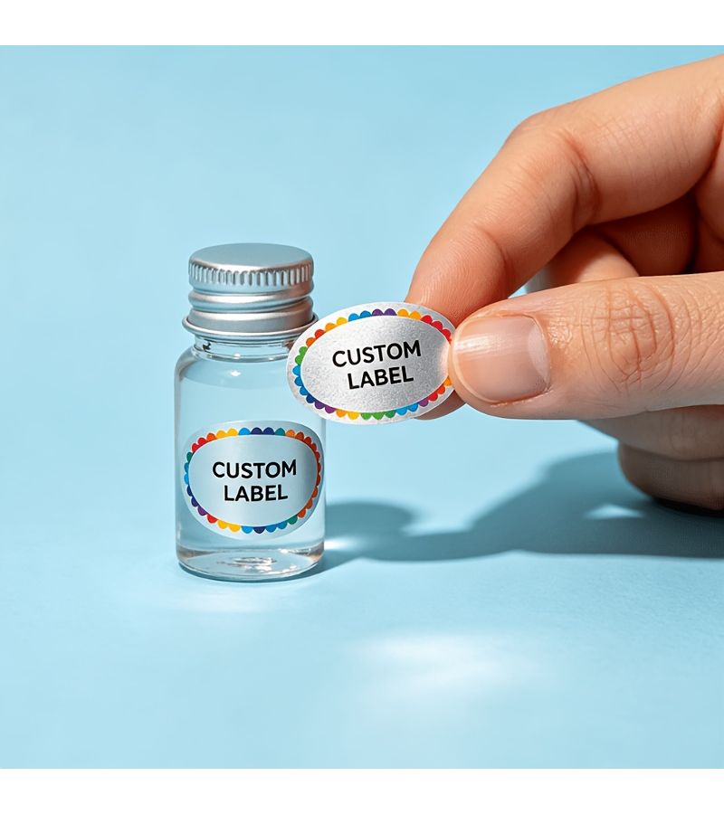 600Pcs 0 98 Inch By 0 63 Inch Oval Silvery Labels Scratch Resistant Custom Multi Size For Bottles Cans Gift Boxes Shops Businesses And Price Tags - Image 4