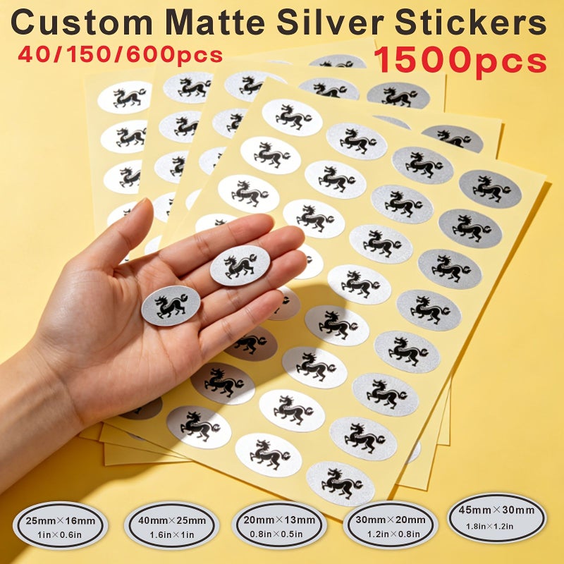 600Pcs 0 98 Inch By 0 63 Inch Oval Silvery Labels Scratch Resistant Custom Multi Size For Bottles Cans Gift Boxes Shops Businesses And Price Tags - Image 1