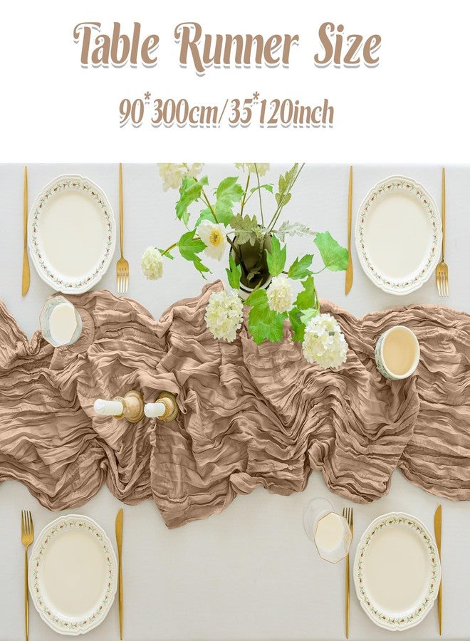 FEINIGESI Cheesecloth Boho Rustic Table Runner - 35x120 Inch Gauze for Wedding, Baby & Bridal Showers (Nude) - Image 4