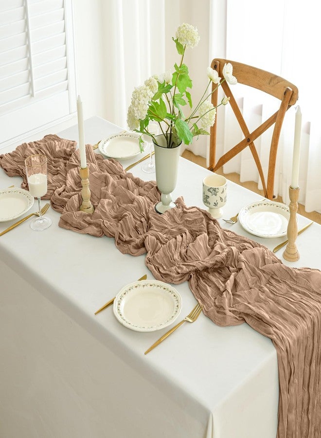 FEINIGESI Cheesecloth Boho Rustic Table Runner - 35x120 Inch Gauze for Wedding, Baby & Bridal Showers (Nude) - Image 5