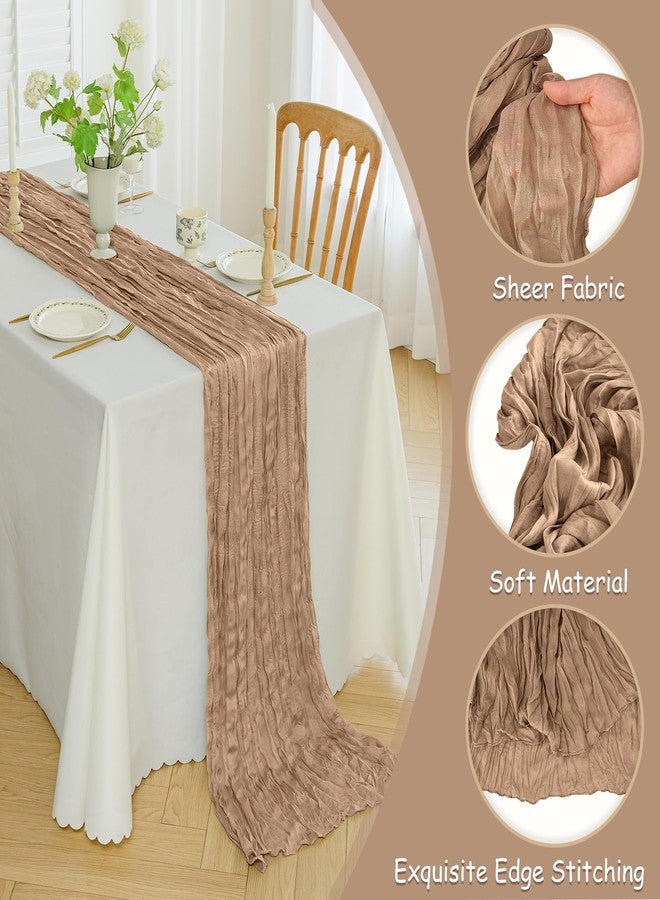 FEINIGESI Cheesecloth Boho Rustic Table Runner - 35x120 Inch Gauze for Wedding, Baby & Bridal Showers (Nude) - Image 3