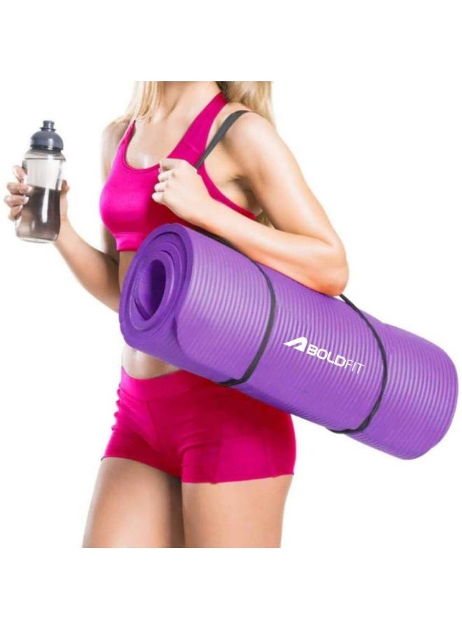 BOLDFIT BOLDFIT NBR Yoga Mat For Women & Men-10mm Thick Non Slip Exercise mat For Home-Gym Workout Purple 10 mm Yoga Mat  - Image 1