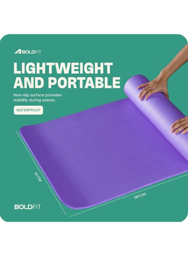 BOLDFIT BOLDFIT NBR Yoga Mat For Women & Men-10mm Thick Non Slip Exercise mat For Home-Gym Workout Purple 10 mm Yoga Mat  - Image 3