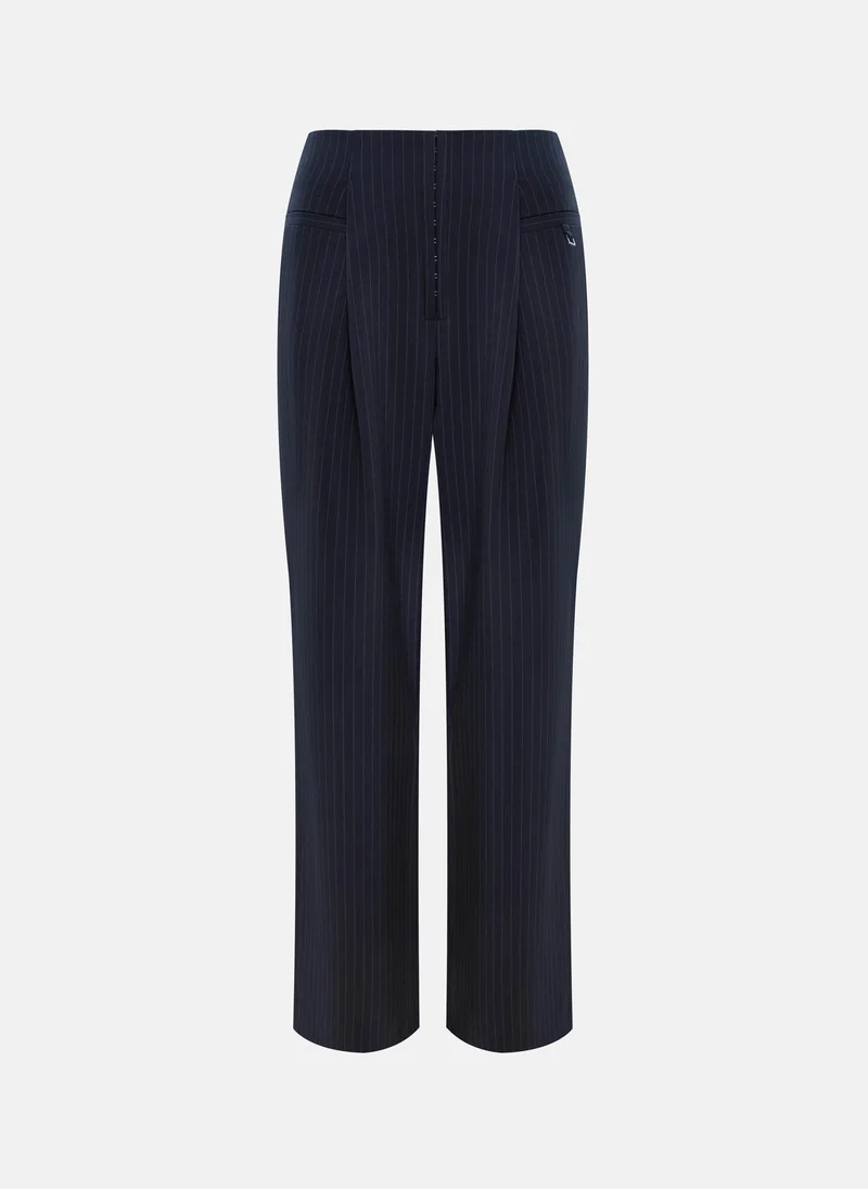 Lichi Loose-fitting striped trousers with metallic detailing