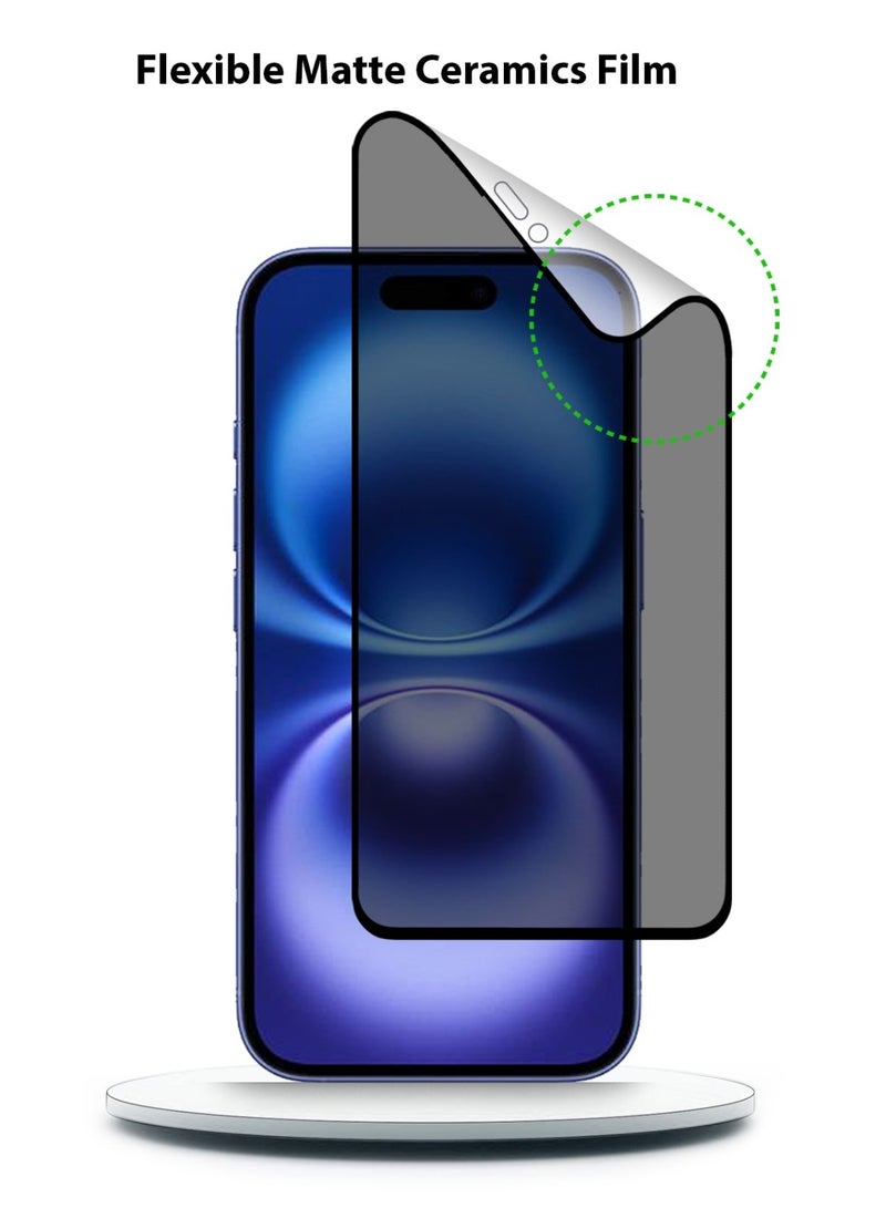 Techie Apple iPhone 16  Full Cover Matte Ceramic Privacy Screen Protector - Explosion-Proof, Anti-Bubble, Anti-Fingerprint - Image 2