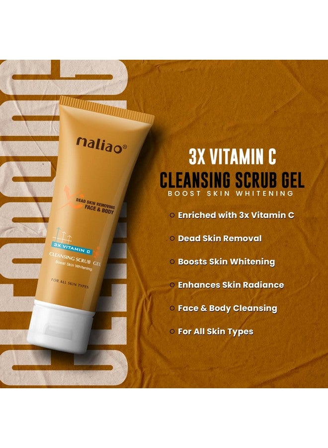 Maliao 3x Vitamin C Cleansing Scrub Gel - Removes Dead Skin, Boosts Skin Whitening, For Face & Body, All Skin Types - 100ml - Image 3