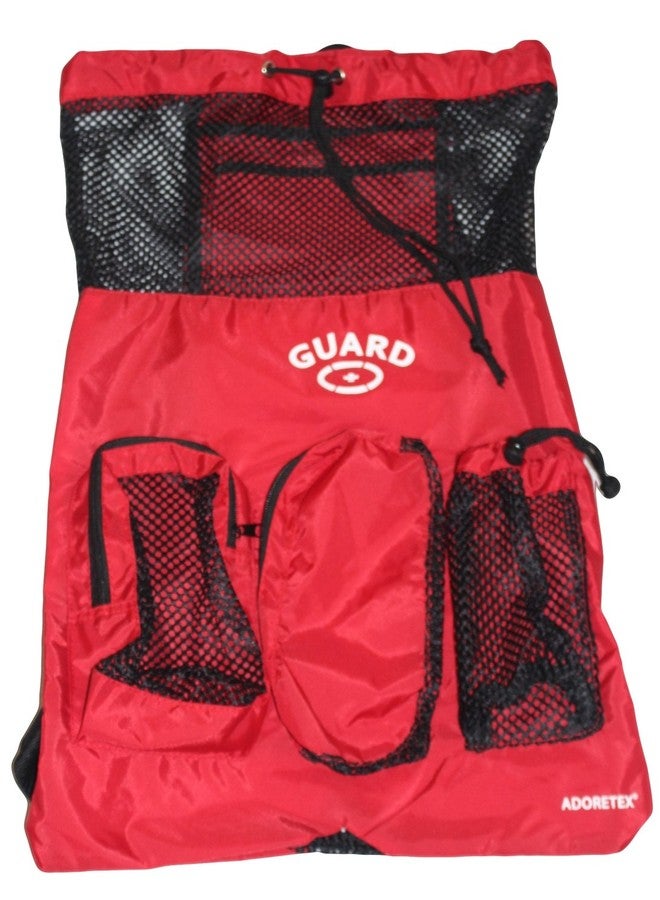 Adoretex Guard Mesh Equipment Drawstring Backpack Bag Red, Free Whistle and Lanyard (GB001) - Red/Black - Image 2