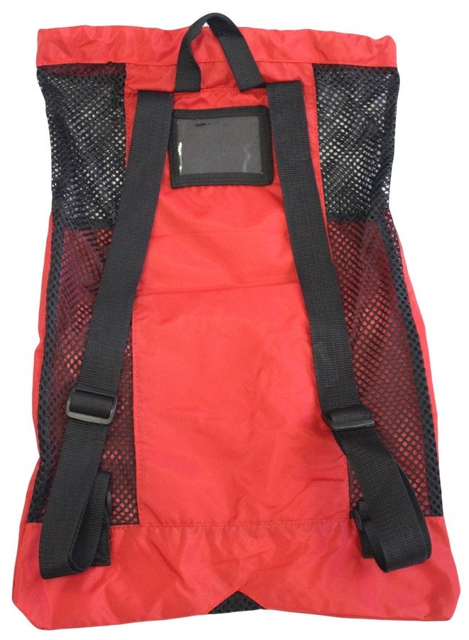 Adoretex Guard Mesh Equipment Drawstring Backpack Bag Red, Free Whistle and Lanyard (GB001) - Red/Black - Image 3